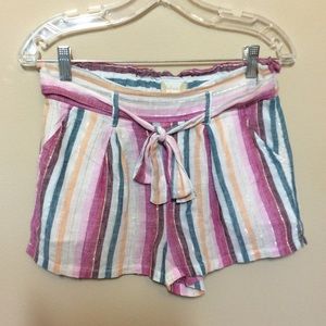 Altar’d state metallic stripped linen blend shorts